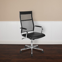 Flash Furniture BT-20595H-3-BK-GG High Back Black Mesh Contemporary Executive Swivel Office Chair with LeatherSoft Seat